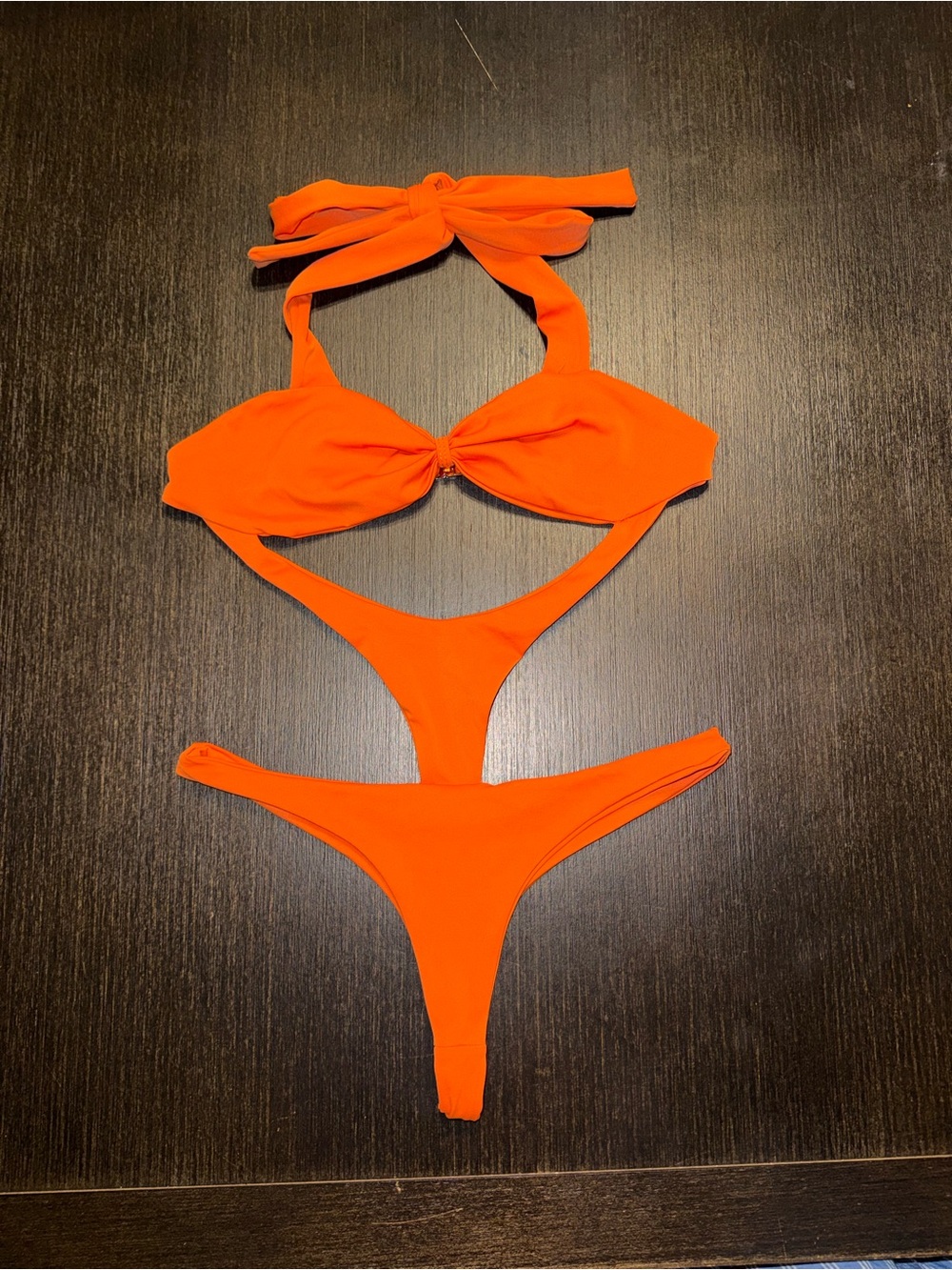 Waydamin Jayda Cheaves Women's Orange Halter One-Piece Swimwear Sexy